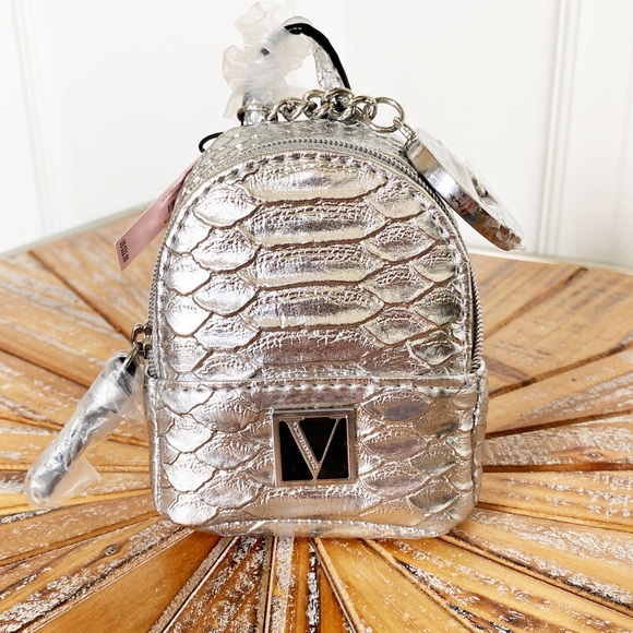 Victoria's Secret Accessories - NWT Victoria’s Secret Silver Mini Backpack Key Chain / Card Holder / Bag Charm